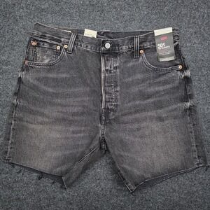 Levi's Premium 501 Mens 36W Black Distressed Raw Hem 93 Shorts Grunge American